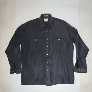 Burma Bibas Men's Size Large Casual Button-Down Shirt  Suede Like Material Gray